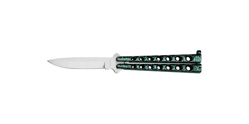 Butterfky knife - Handle mottled with green