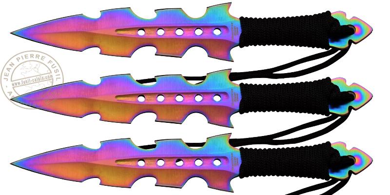 Perfect Point - Lot de 3 couteaux de lancer Rainbow