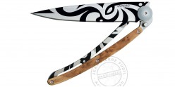 DEEJO TATTO knife 37g - MAORI motif - Juniper wood